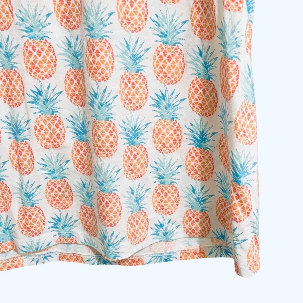 Sleep Sense Women's L Large Sleep PJ Top Short Sleeve Scoop Neck Pineapples Teal - Picture 4 of 10